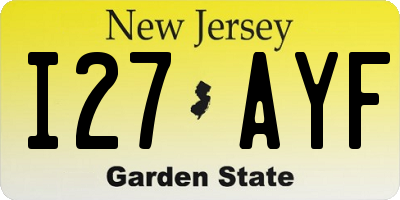 NJ license plate I27AYF