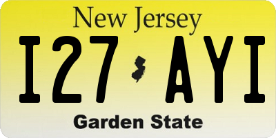 NJ license plate I27AYI