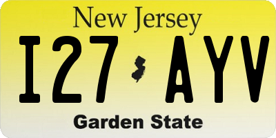 NJ license plate I27AYV