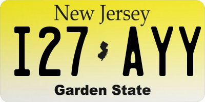 NJ license plate I27AYY