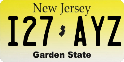 NJ license plate I27AYZ