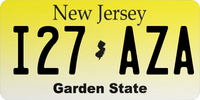 NJ license plate I27AZA