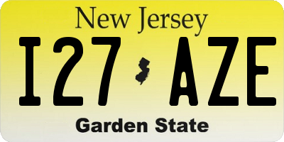 NJ license plate I27AZE