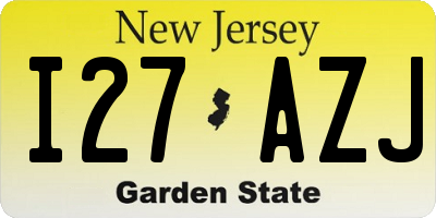 NJ license plate I27AZJ