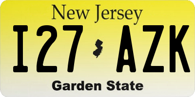 NJ license plate I27AZK