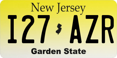 NJ license plate I27AZR