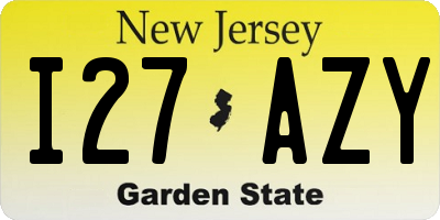 NJ license plate I27AZY