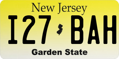 NJ license plate I27BAH