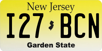 NJ license plate I27BCN
