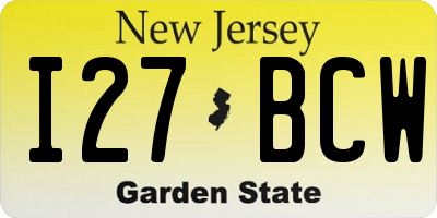 NJ license plate I27BCW