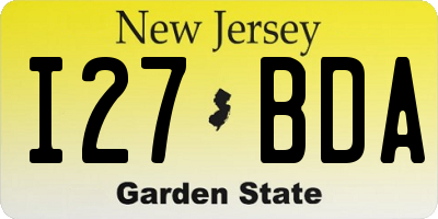 NJ license plate I27BDA