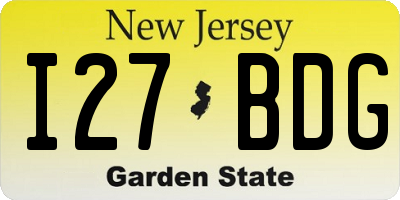 NJ license plate I27BDG
