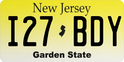 NJ license plate I27BDY
