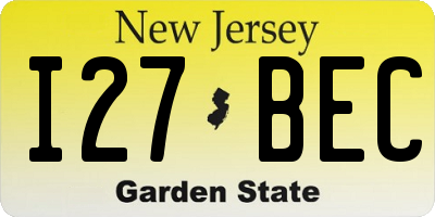 NJ license plate I27BEC