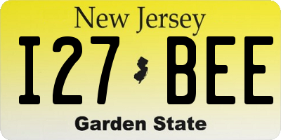 NJ license plate I27BEE