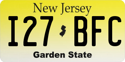 NJ license plate I27BFC