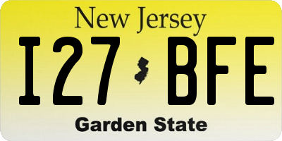 NJ license plate I27BFE