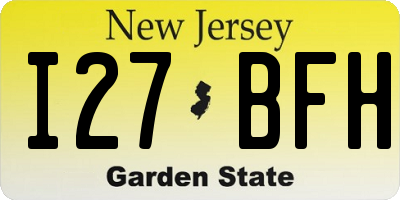 NJ license plate I27BFH