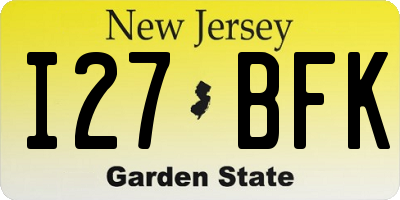 NJ license plate I27BFK