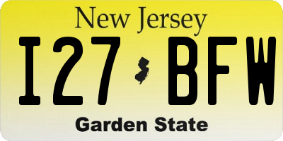 NJ license plate I27BFW