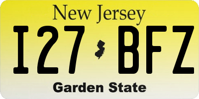 NJ license plate I27BFZ