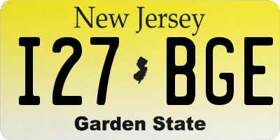 NJ license plate I27BGE