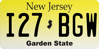 NJ license plate I27BGW