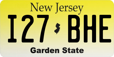 NJ license plate I27BHE