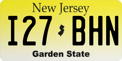 NJ license plate I27BHN