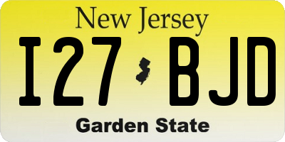 NJ license plate I27BJD
