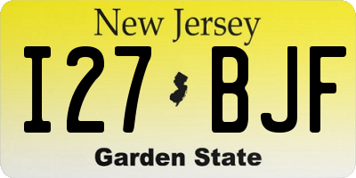NJ license plate I27BJF