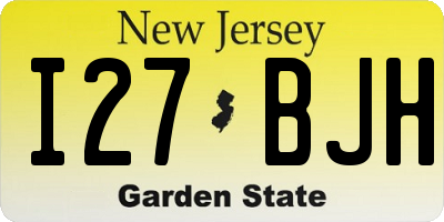 NJ license plate I27BJH