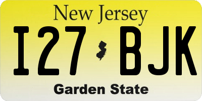 NJ license plate I27BJK