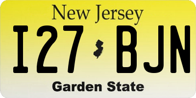 NJ license plate I27BJN