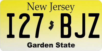 NJ license plate I27BJZ