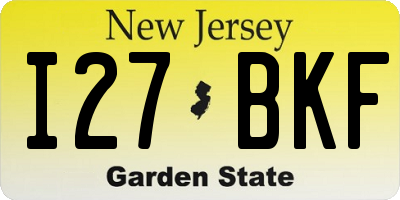 NJ license plate I27BKF