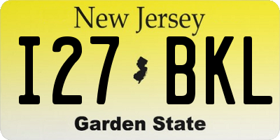 NJ license plate I27BKL