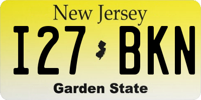 NJ license plate I27BKN
