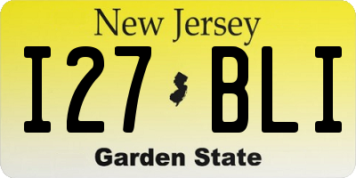 NJ license plate I27BLI