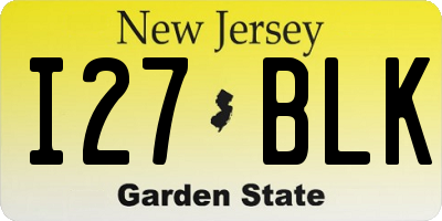 NJ license plate I27BLK