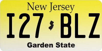 NJ license plate I27BLZ