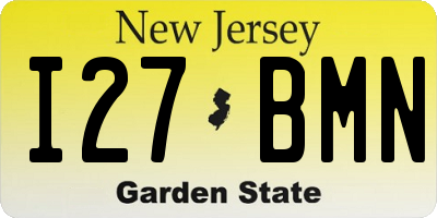 NJ license plate I27BMN