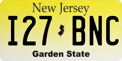 NJ license plate I27BNC