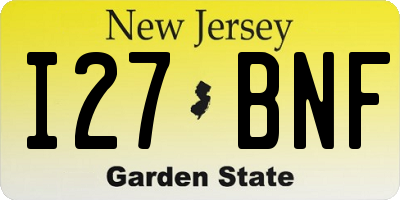 NJ license plate I27BNF