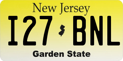NJ license plate I27BNL
