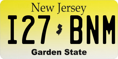 NJ license plate I27BNM