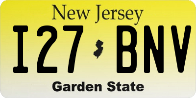 NJ license plate I27BNV