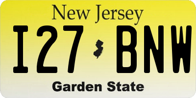 NJ license plate I27BNW