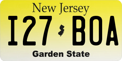 NJ license plate I27BOA
