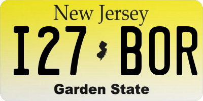 NJ license plate I27BOR